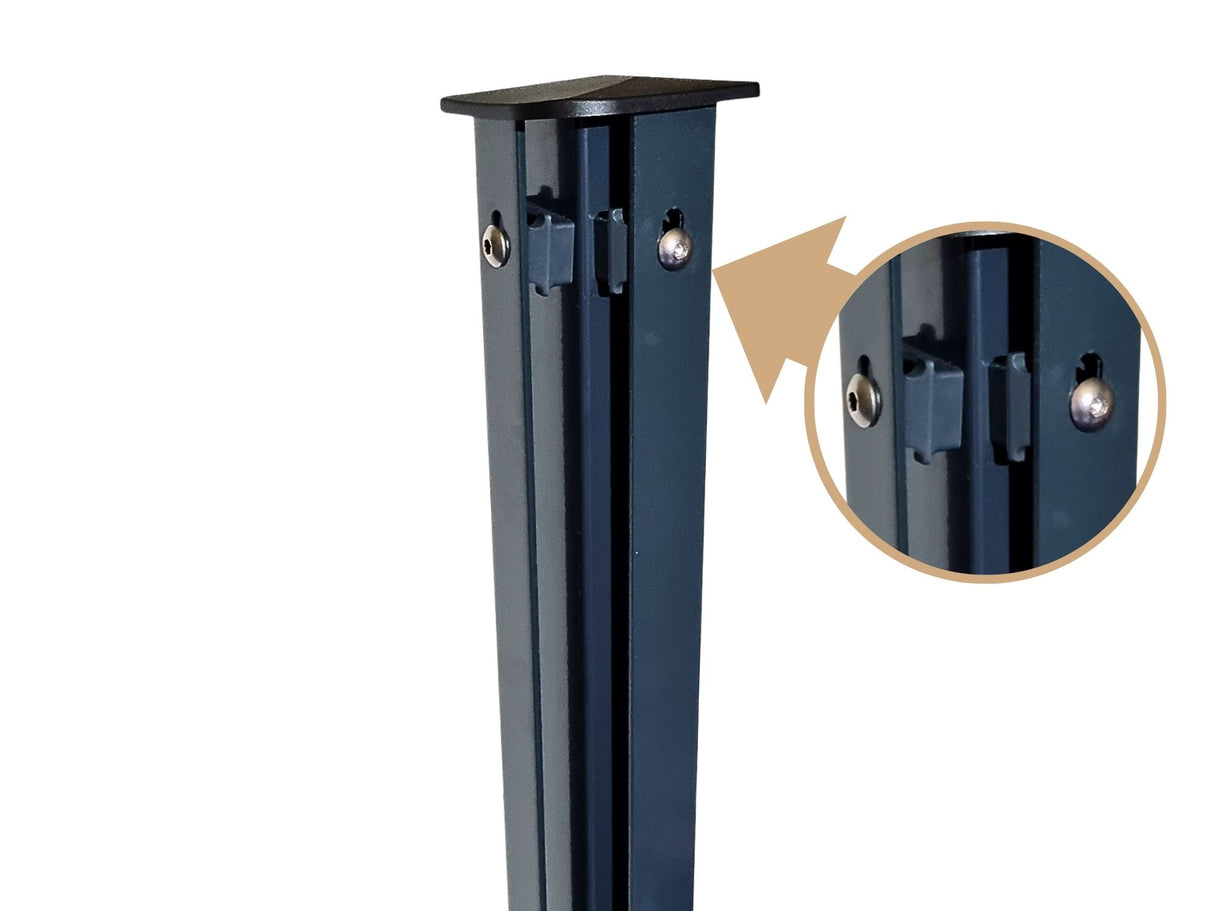Eck-Zaunpfosten für Doppelstabmatten | mit Abdeckleiste | 60x60 mm | Metall