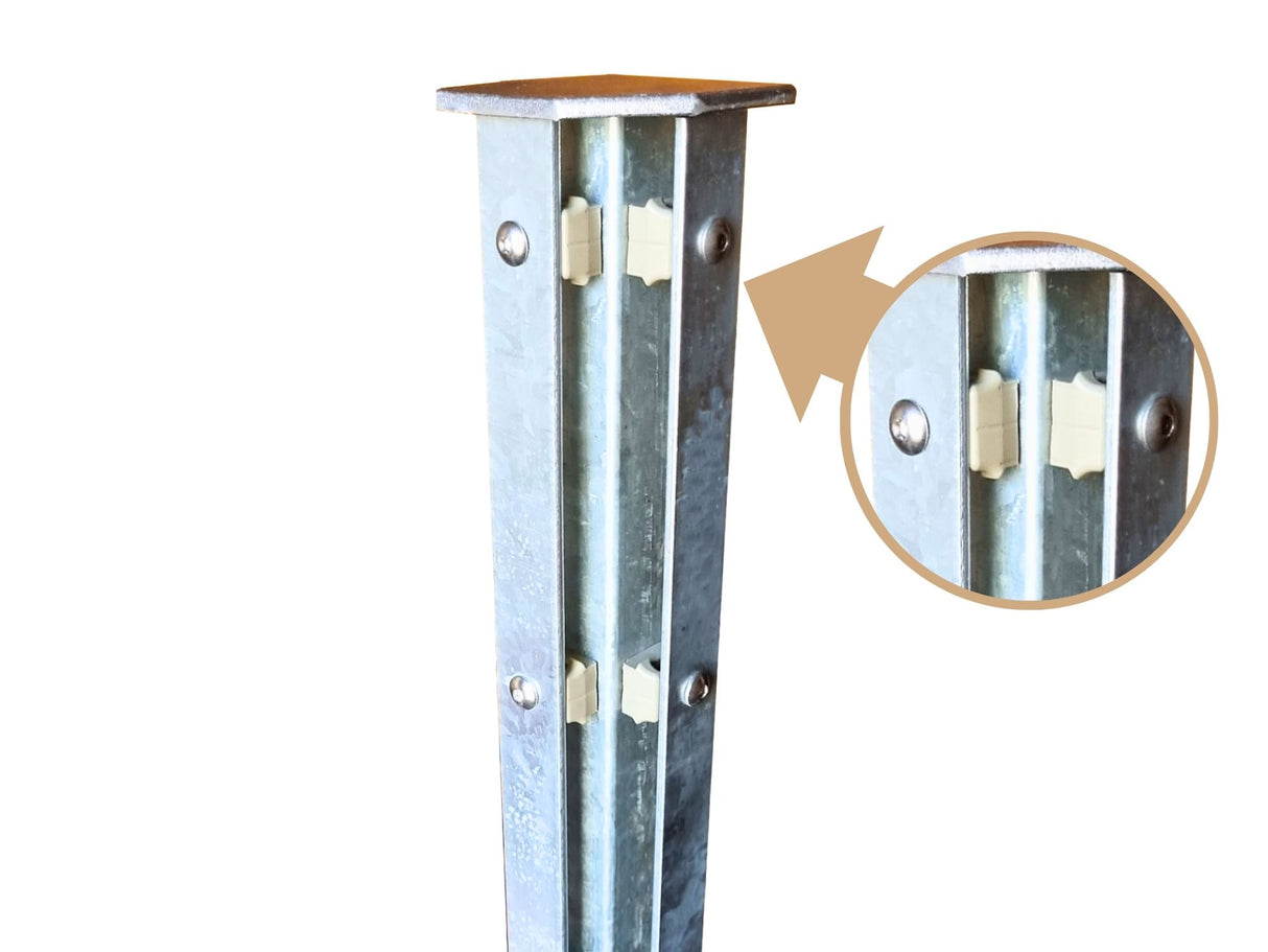 Eck-Zaunpfosten für Doppelstabmatten | mit Abdeckleiste | 60x60 mm | Metall