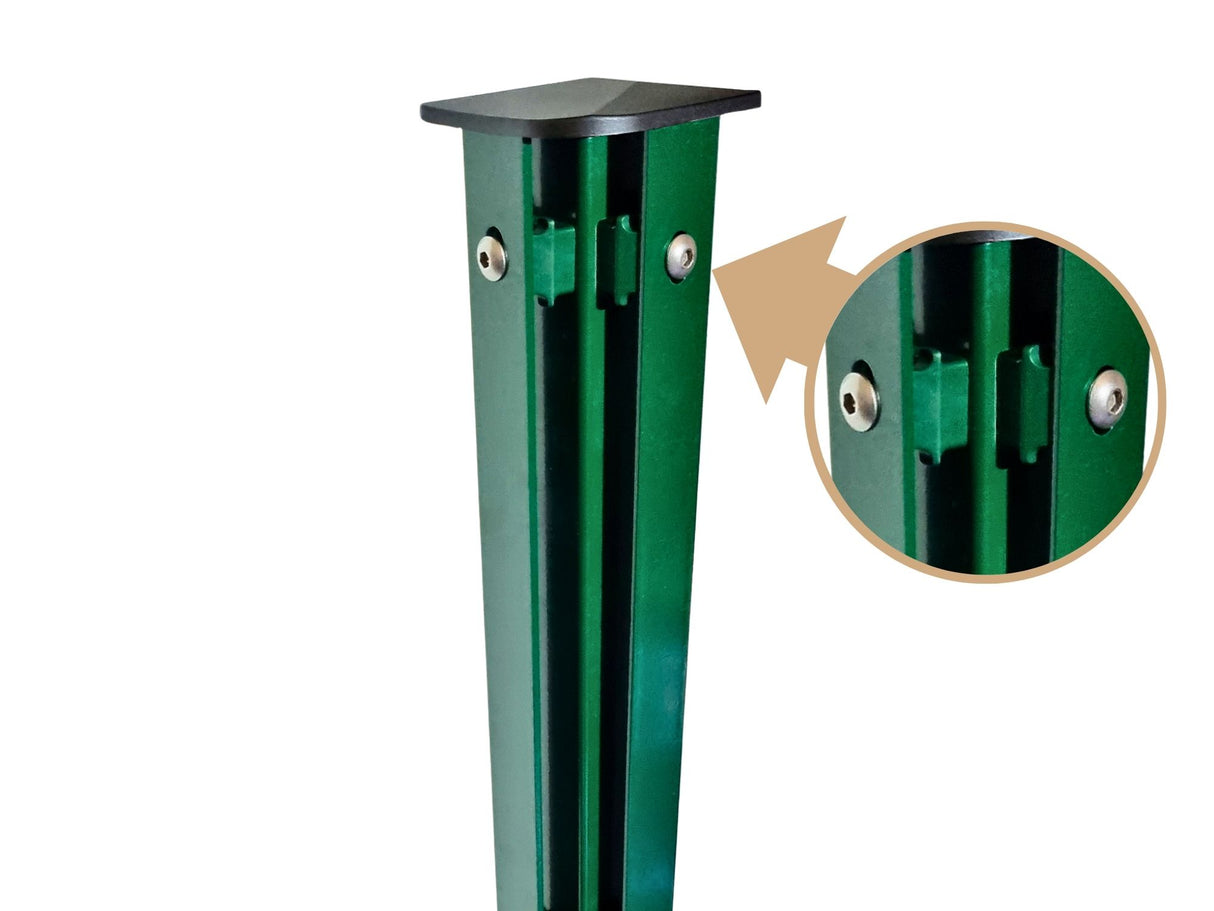 Eck-Zaunpfosten für Doppelstabmatten | mit Abdeckleiste | 60x60 mm | Metall