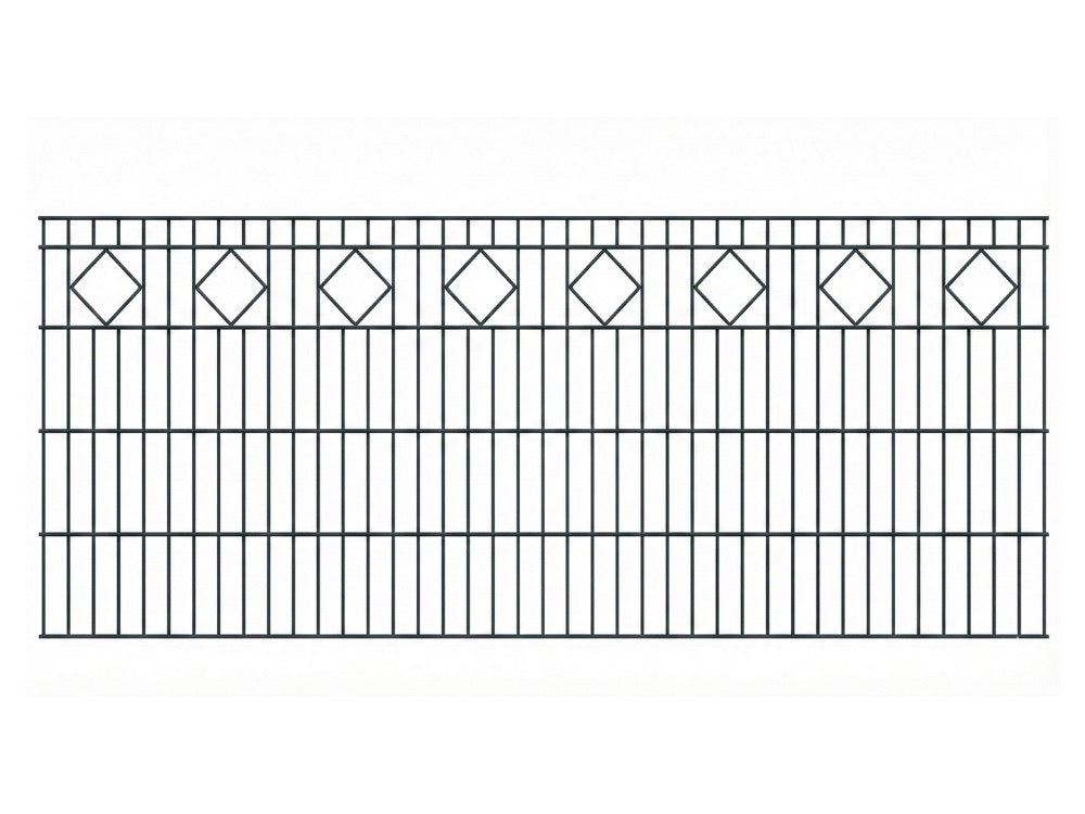 Schmuckzaun MALAGA 6/5/6 | Rauten-Ornamenten | Anthrazit | Breite 200 cm
