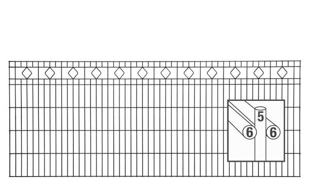 Schmuckzaun MALAGA Komplettset 6/5/6 | Rauten-Ornamenten | Anthrazit | inkl. Zaunpfosten