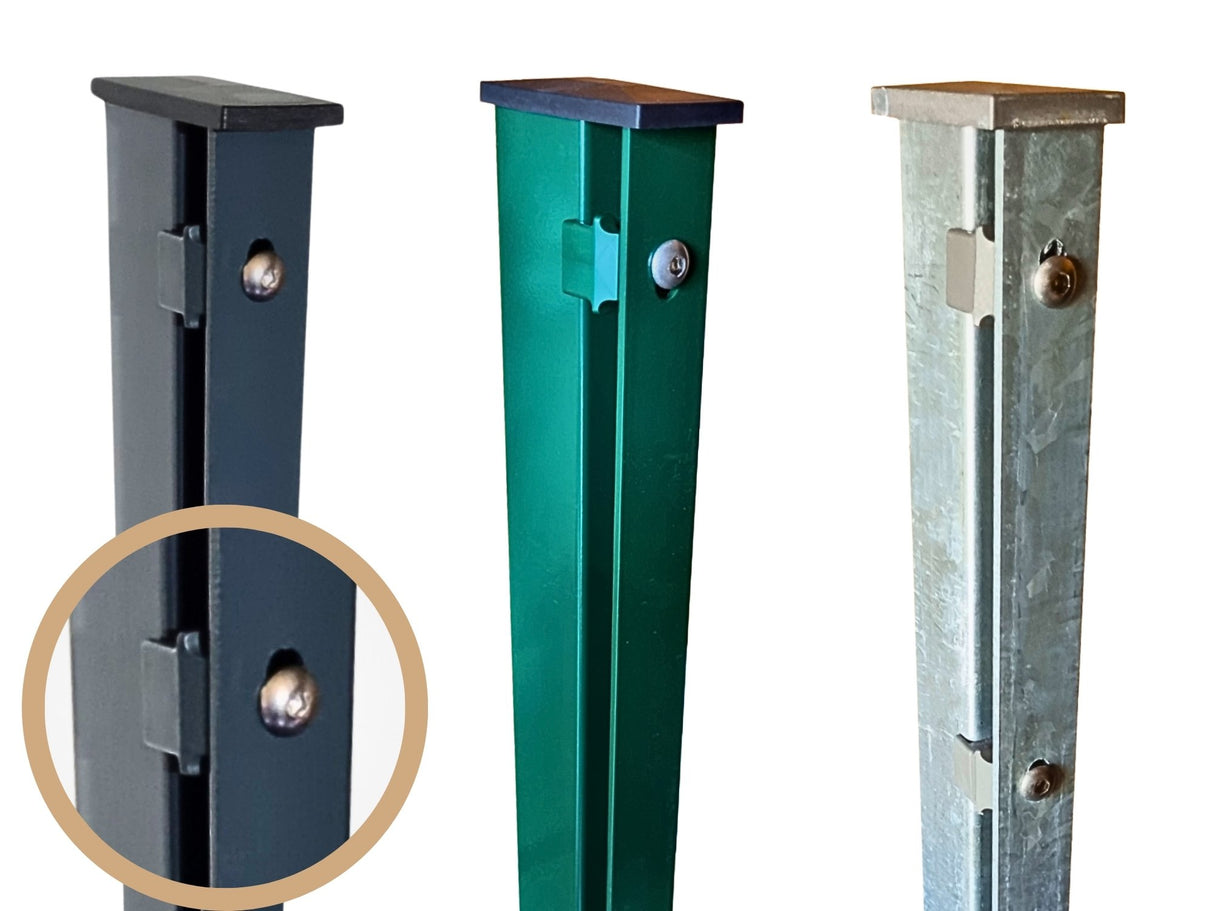 Zaunpfosten für Doppelstabmatten | mit Abdeckleiste | 60x40 mm | Metall