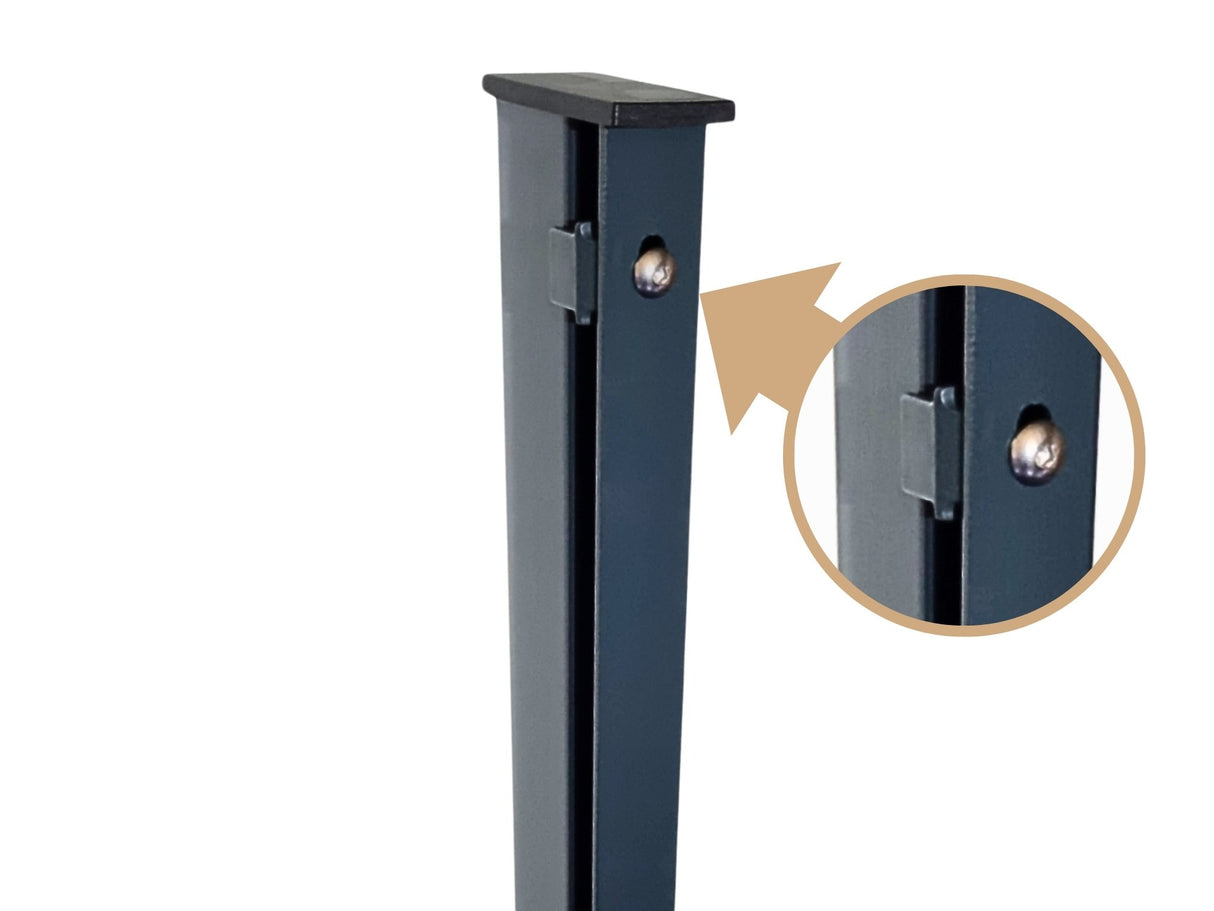 Zaunpfosten für Doppelstabmatten | mit Abdeckleiste | 60x40 mm | Metall