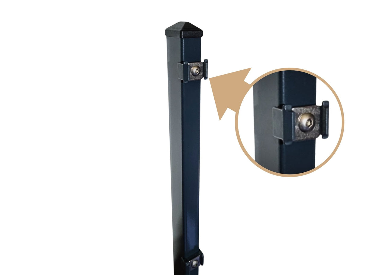 Zaunpfosten für Doppelstabmatten | mit Edelstahl-Plättchen | 60x40 mm | Metall