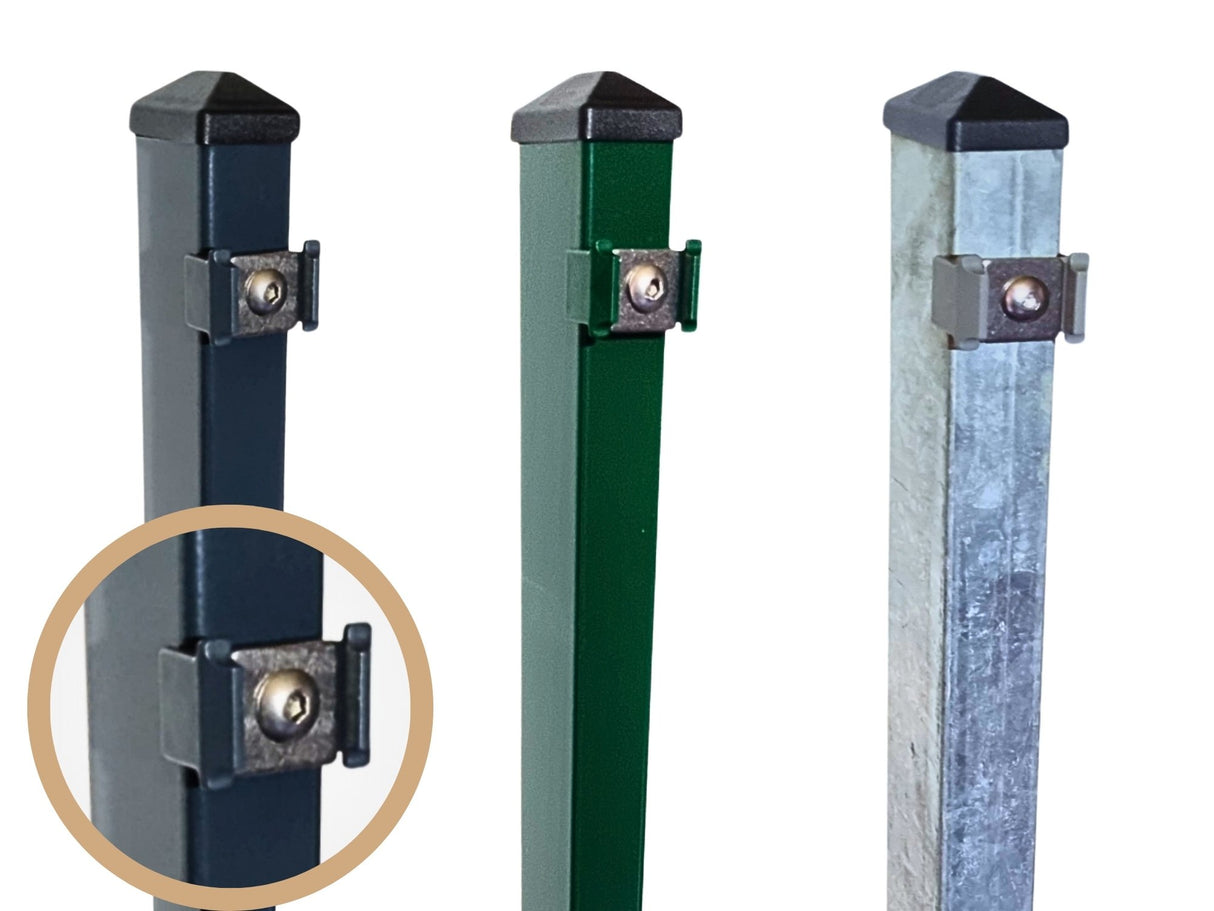 Zaunpfosten für Doppelstabmatten | mit Edelstahl-Plättchen | 60x40 mm | Metall