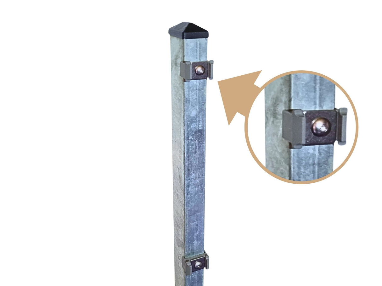 Zaunpfosten für Doppelstabmatten | mit Edelstahl-Plättchen | 60x40 mm | Metall