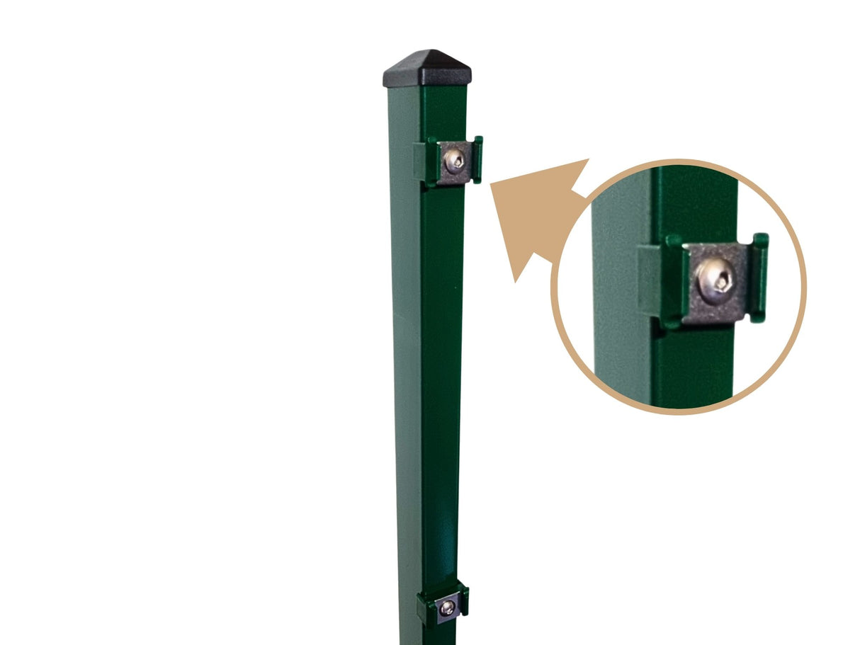 Zaunpfosten für Doppelstabmatten | mit Edelstahl-Plättchen | 60x40 mm | Metall