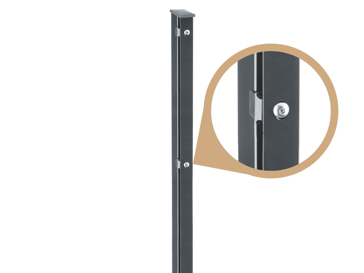 Zaunpfosten für Schmuckzäune | mit Abdeckleiste | 60x40 mm | Metall