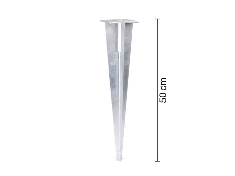 Detailbild von der Einschlaghuelse mit der Angabe von der Laenge von 50cm