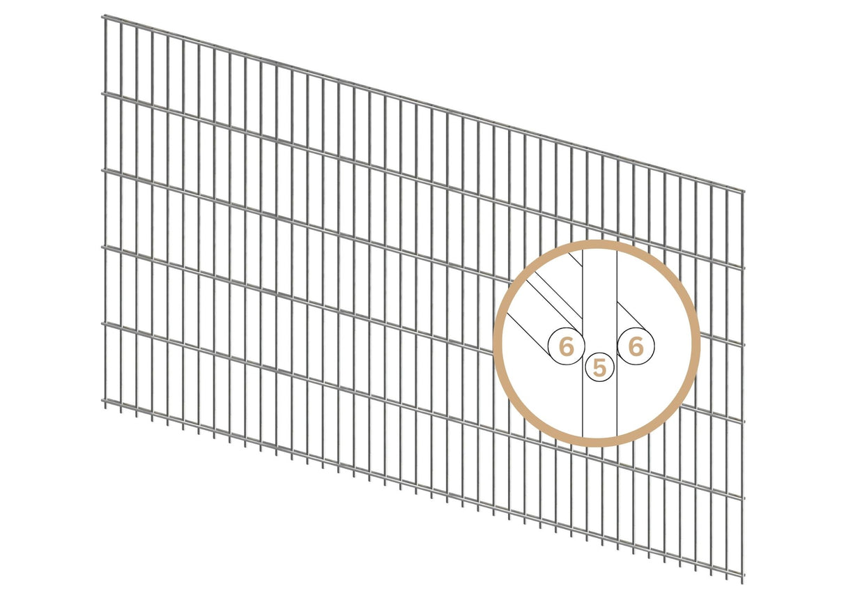 Doppelstabmattenzaun 6/5/6 | Breite 251 cm | Metall