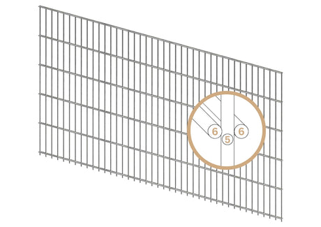 Doppelstabmattenzaun 6/5/6 | Breite 251 cm | Metall