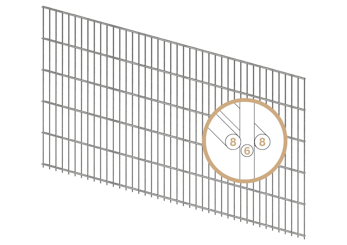 Doppelstabmattenzaun 8/6/8 | Breite 251 cm | Metall