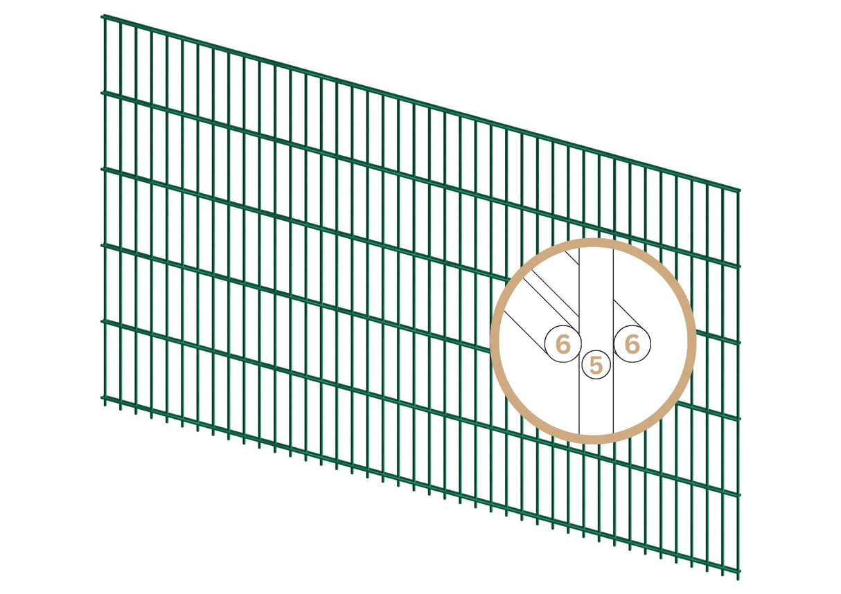 Doppelstabmattenzaun 6/5/6 | Breite 251 cm | Metall