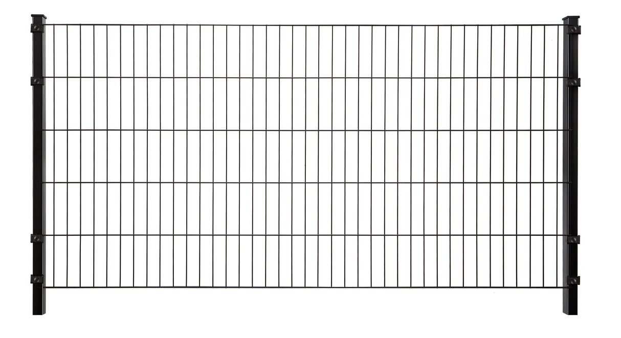 Doppelstabmattenzaun BLACKY 5/4/5 | Schwarz | Breite 201 cm | ohne Überstand