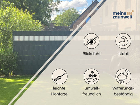 Premium Sichtschutz für Doppelstabmattenzaun | leicht strukturiert | Polypropylen | Stärke 1,1 mm