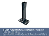 Fußplatte für Zaunpfosten 60x40 mm | Zum Aufdübeln | Flache Bodenplatte