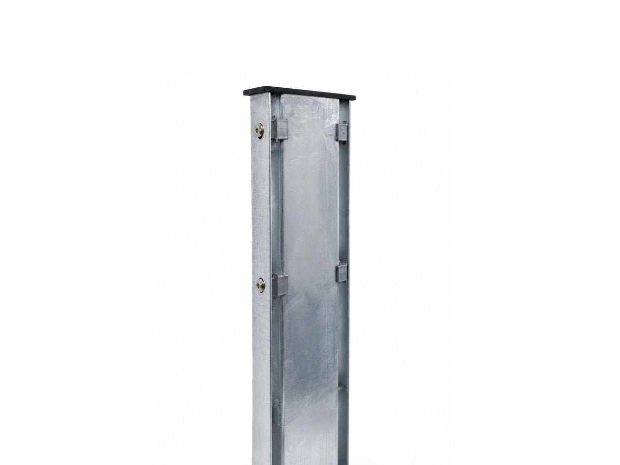 Gabionenpfosten 40x120 mm in verzinkter Ausführung mit Abdeckleiste und Befestigungselementen