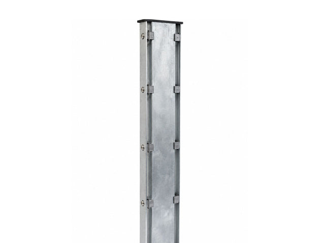 Gabionenpfosten 40x120 mm mit Abdeckleiste und Befestigungselementen in der Gesamtansicht