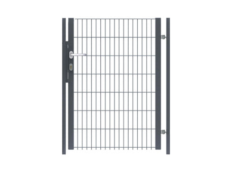 Gartentor aus Metall 8/6/8 in Anthrazit einflügelig mit Halbrahmen für Doppelstabmattenzaun