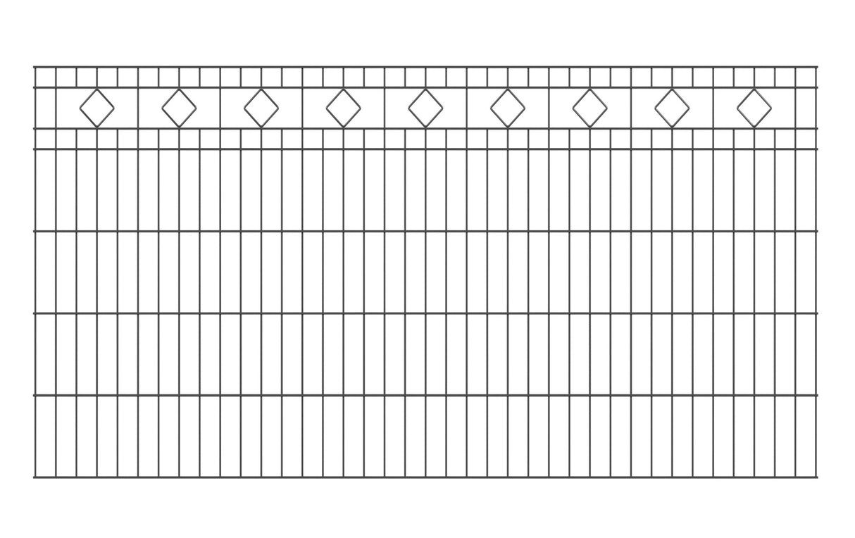 Schmuckzaun MALAGA 6/5/6 | Rauten-Ornamenten | Anthrazit | Breite 191 cm