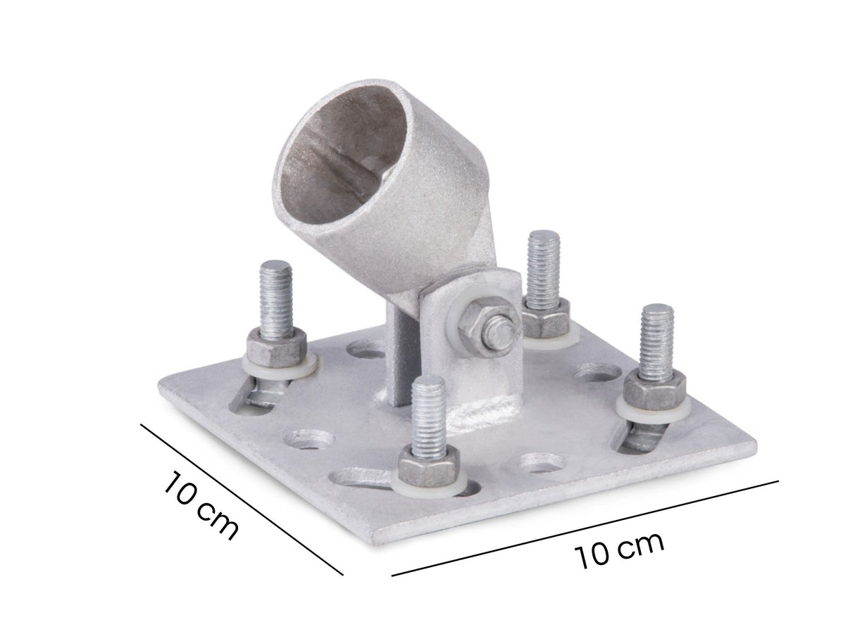 Strebenplatte für Zaunstrebe ø 34mm | Fußplatte 10x10 cm | Feuerverzinkt