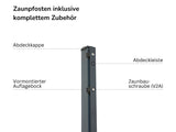 Zaunpfosten für Doppelstabmatten | mit Abdeckleiste | 60x40 mm | Metall